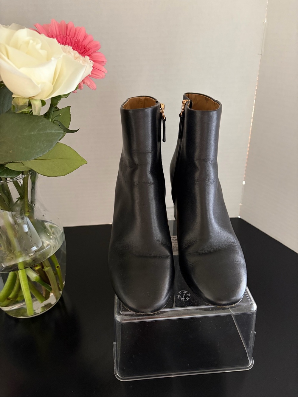 Tory Burch Black Leather Ankle Booties with Side Zip